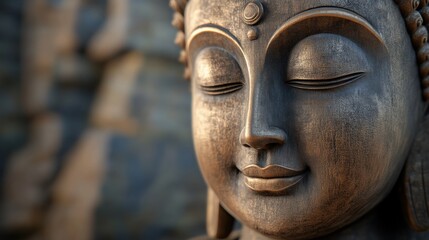 A close up of a statue with closed eyes and an open mouth, AI