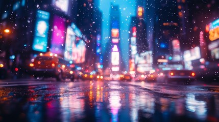 Obraz premium Times Square at Night in the Snow