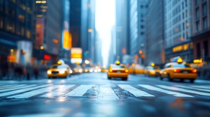 Obraz premium Busy New York City Street with Yellow Taxis