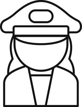recommend clip art: Line art icon of a female captain wearing her uniform hat