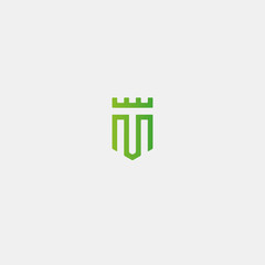 Letter M castle icon logo flat vector design