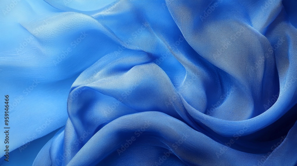 Wall mural flowing blue fabric waves