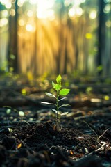 A tiny plant breaks through the surface of the earth, symbolizing new life and growth