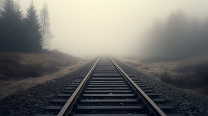 Fototapeta premium Railway in The Fog