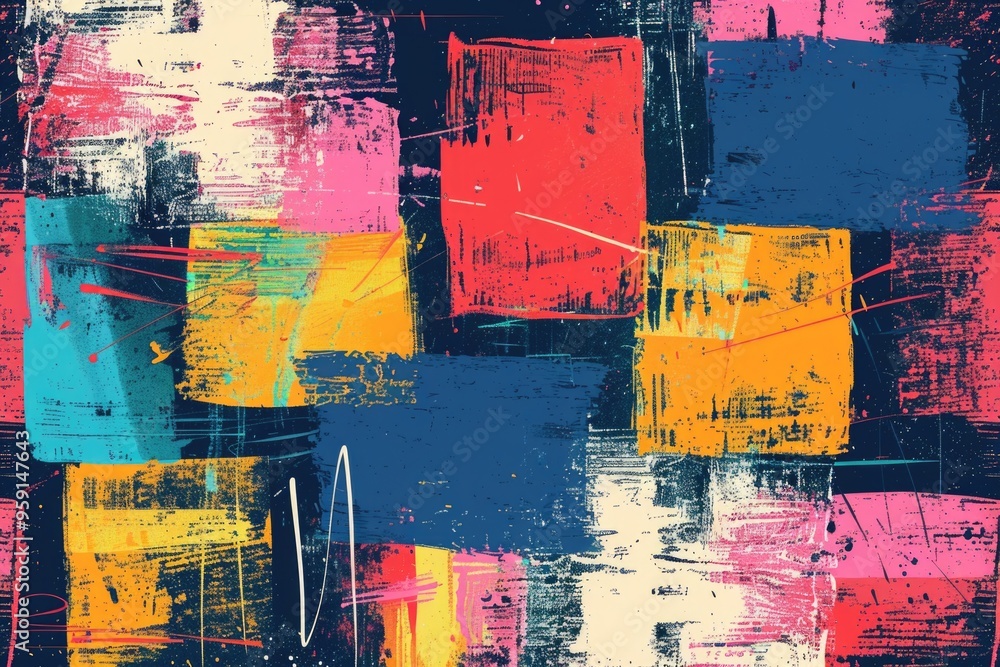 Aufkleber A colorful design featuring variously colored squares on a dark backdrop, perfect for use in designs and projects where a pop of color is needed