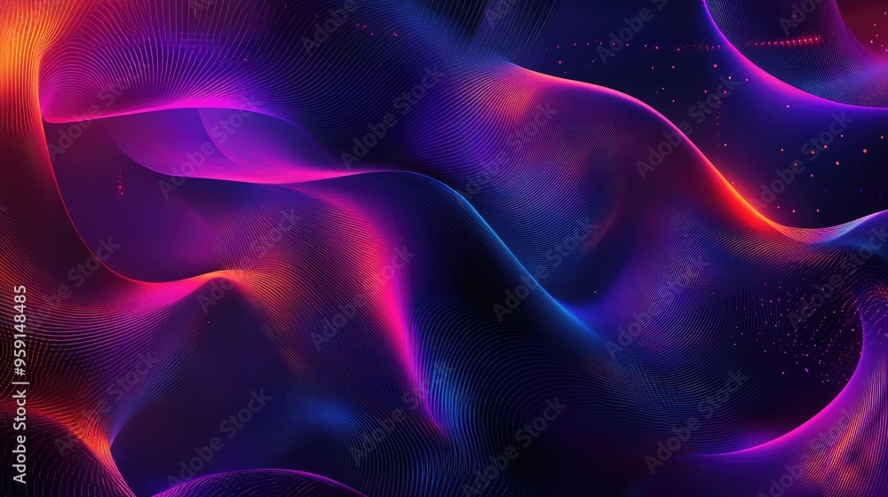 Aufkleber vibrant geometric shapes with swirling curves and intricate lines, creating a dynamic and modern fut