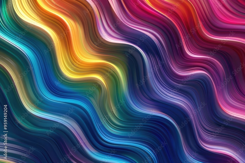 Poster Multicolored pattern with wavy lines on a colorful background, perfect for design and art projects