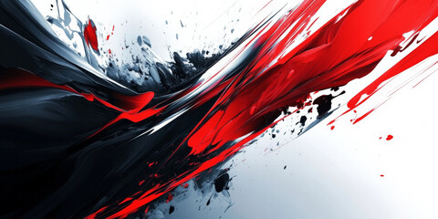 A bold abstract background with sharp, angular shapes in a high-contrast color scheme of black, white, and red. The design is dynamic and eye-catching, ideal for modern business presentations.