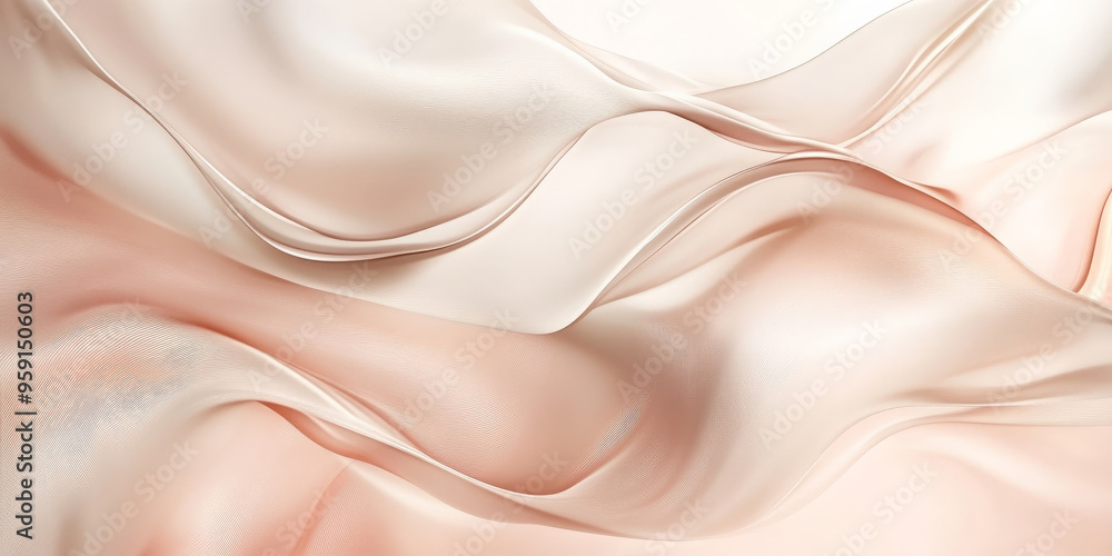 Poster a chic abstract background with flowing shapes in soft peach and platinum. the design has a modern, 