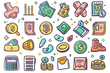 Set of colorful icons against a white backdrop, great for illustrating ideas or concepts