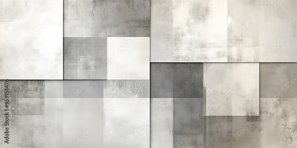 Poster a refined background with a grid of light color blocks in various shades of gray and white. the desi