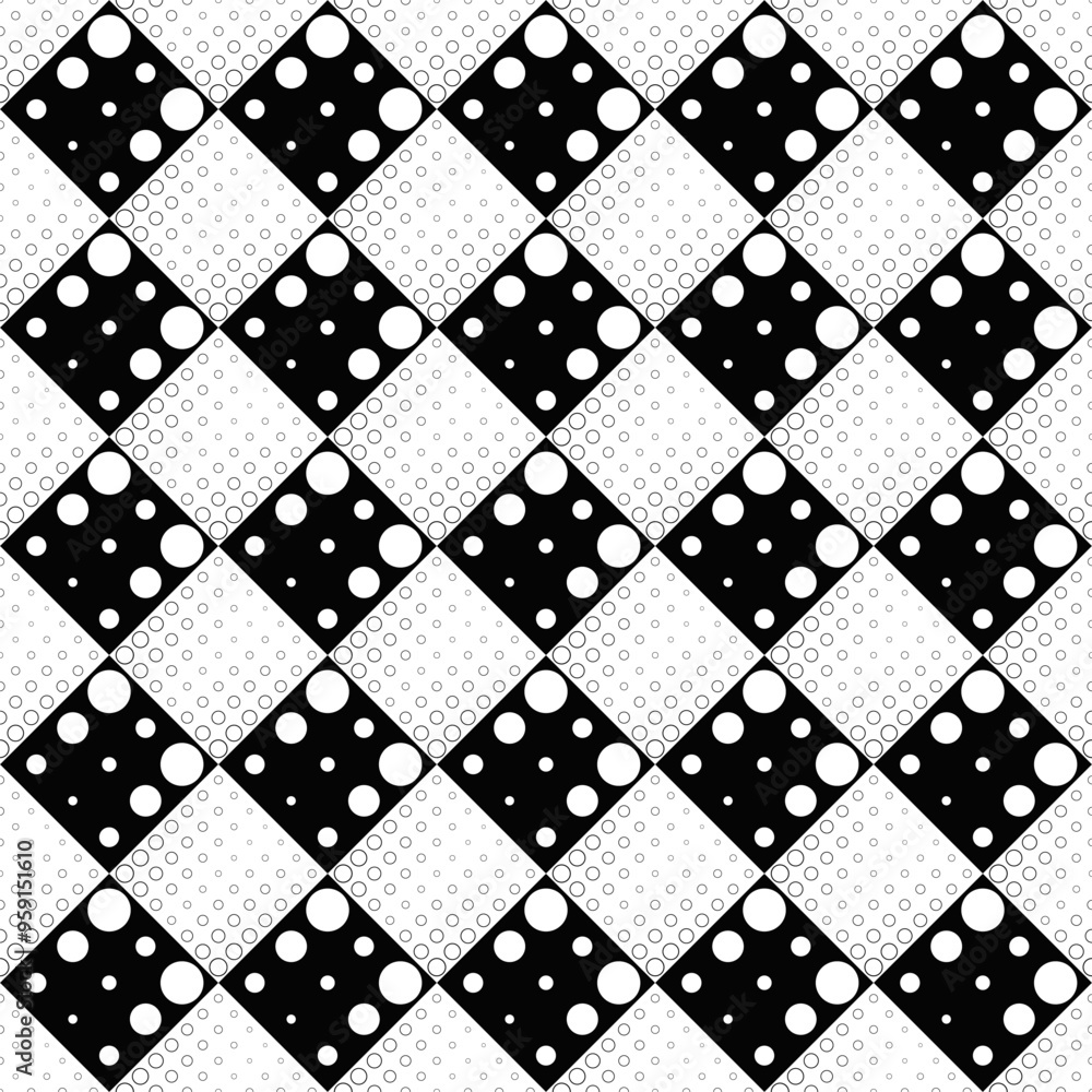 Poster seamless geometrical circle pattern background - abstract monochrome vector graphic design from dots
