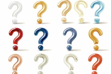 Question mark icon, quiz symbol, interrogation sign, simple rebus silhouette, questions emblem, faq set