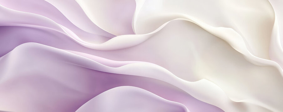 A stylish abstract background with flowing shapes in soft lavender and ivory. The design features a delicate, elegant appearance with a smooth, modern texture.