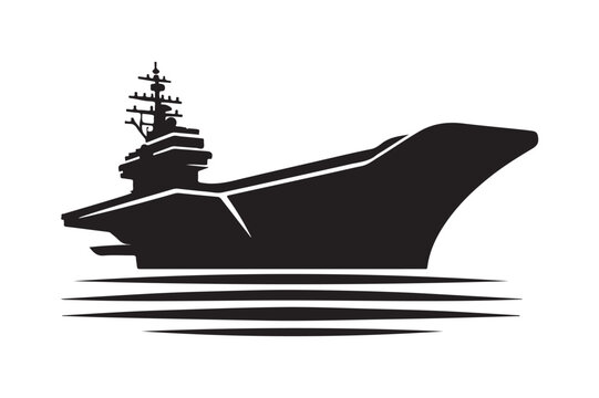 black aircraft carrier on water clip art preview