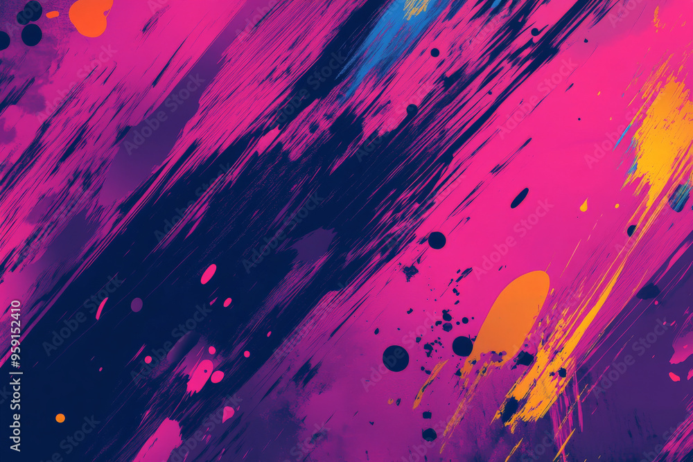 Poster a vibrant magenta tones background featuring energetic splashes and abstract patterns. the design ha