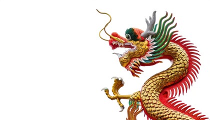 Fototapeta premium Chinese zodiac calendar twelve year cycle animal earthly branch yang symbol of a dragon. Lunar new year concept of the fifth month associated with Aries. isolated on white background with copy space