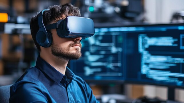 Digital framework architecture, programmer with virtual tools, high-tech setup