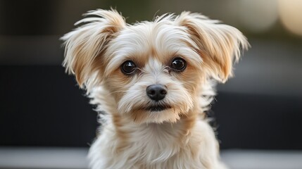 white and brown long coated small dog