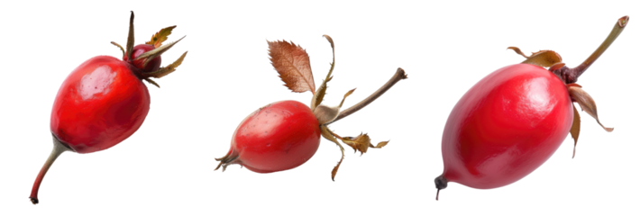 Rose hip isolated on transparent background, set of