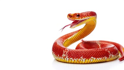 Fototapeta premium Chinese zodiac calendar twelve year cycle animal earthly branch yin fire symbol of a snake. Lunar new year concept of the 2nd month Aquarius Pisces. isolated on white background with copy space