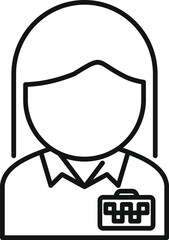 Line icon of a businesswoman wearing an id badge, perfect for representing office workers, professionals, and employees