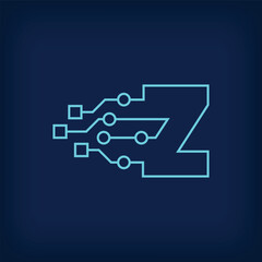 Digital LETTER Z sign logo. Creative corporate technical, digital and connection logo template. vector