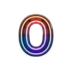 Bright neon letter O featuring multiple colors on display in transparent background