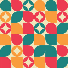 Abstract bauhaus geometric shapes pattern. Trendy bauhaus pattern backgrounds. Mosaic ornament tile.