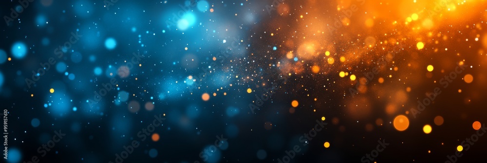 Aufkleber an intricate abstract design with a blurred gradient of blue and orange hues, creating a vibrant vis