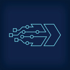 Digital arrow sign logo. Creative corporate technical, digital and connection logo template. vector