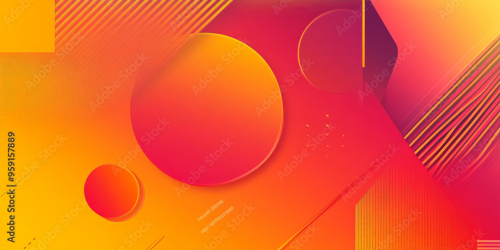 Poster modern web design backdrop with a vibrant, orange-to-red gradient and abstract, angular shapes in th