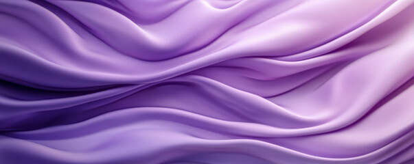 Obraz premium A sophisticated abstract background with undulating 3D silk fabric in shades of violet to lavender. The gradient creates a soft, dreamy effect with a luxurious texture.
