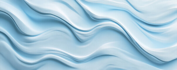 Fototapeta premium A light blue textured surface featuring subtle wave-like patterns. The gentle hue and flowing texture evoke a calm and serene atmosphere, suitable for tranquil designs.
