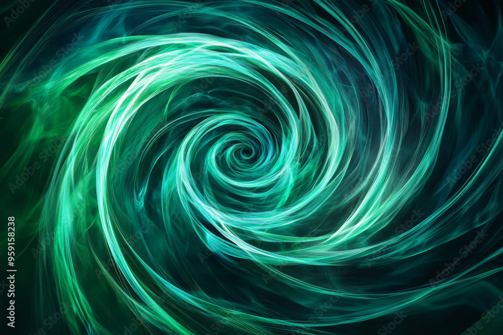 Aufkleber an abstract background featuring vibrant green and blue energy light lines flowing in a spiral patte
