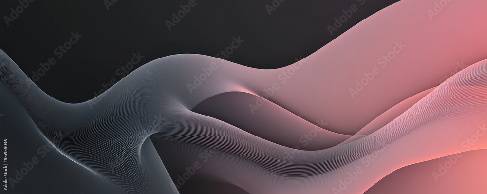 Poster modern web design backdrop featuring a gradient from dark gray to soft pink, with subtle, abstract w