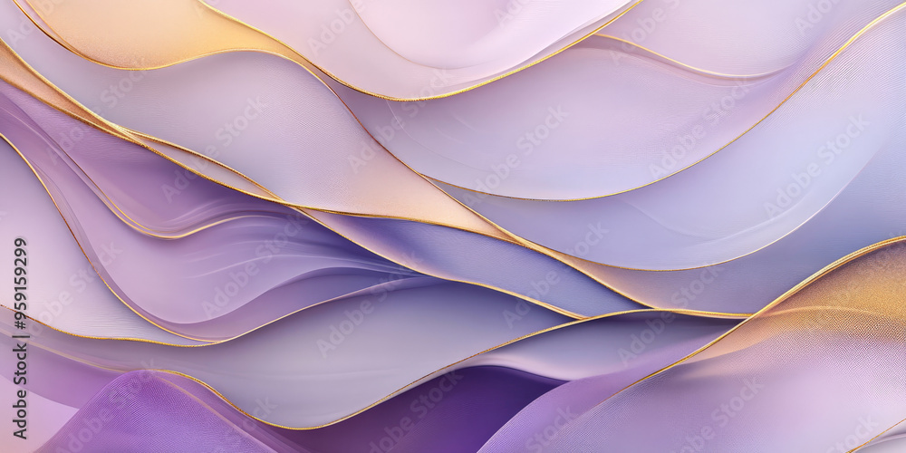 Poster a refined abstract background with flowing patterns in muted lavender and gold. the design features 