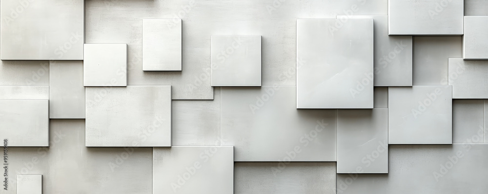Poster a chic background with a pattern of light color blocks in shades of gray and white. the design featu