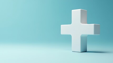 Obraz premium Magnified white plus sign with ample space for text, representing focus on healthcare and positive mindset, clean 3D render illustration.