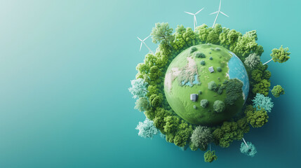 Eco-friendly planet with renewable energy resources