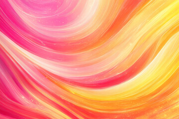 Fototapeta premium A vibrant, bright abstract background featuring swirling shades of pink, orange, and yellow. The colors blend seamlessly, creating a lively and energetic atmosphere.