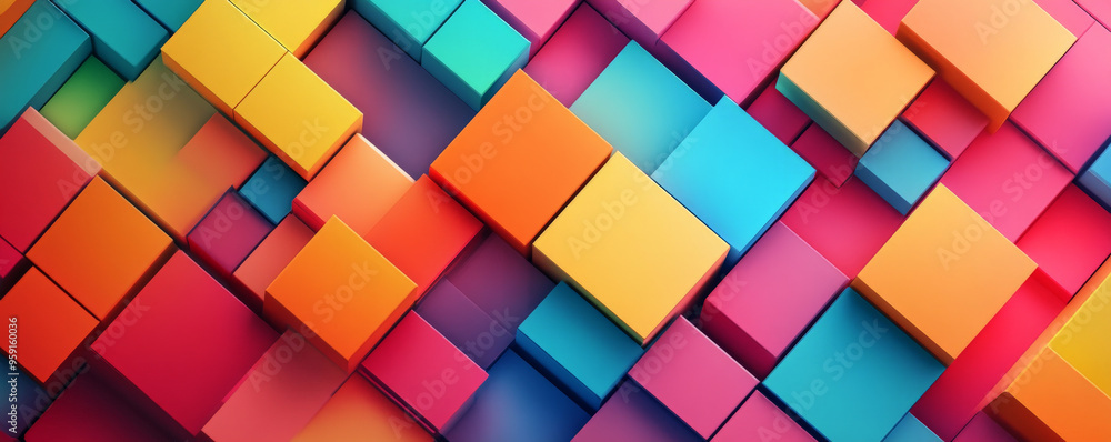 Poster a vibrant background with light color blocks in bright, cheerful hues. the design creates an energet