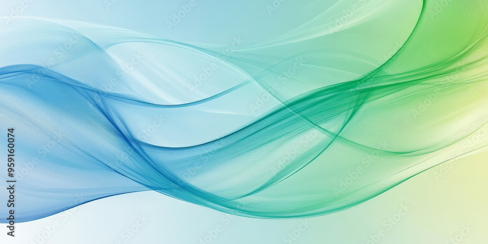 Poster an abstract business background with flowing lines and soft gradients in a palette of blues and gree