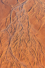 Dried river bed pattern in the desert landscpe, viewed from hot air balloon