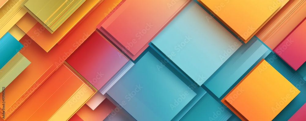 Poster a modern background with light color blocks in bright, cheerful hues. the design features an energet