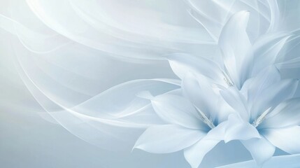 Abstract white flowers with soft petals on a light background