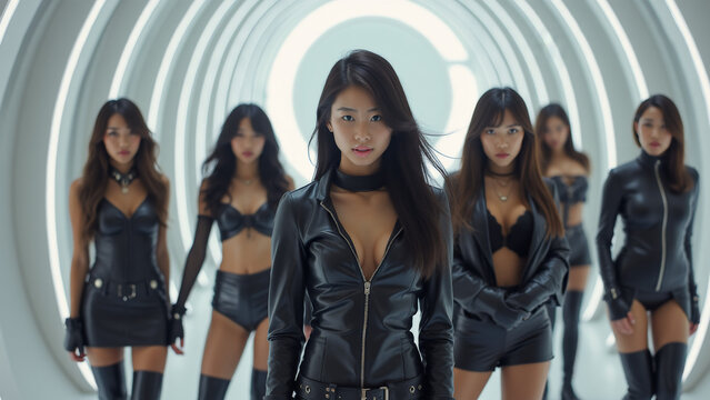 Famous K Pop Group in Leather