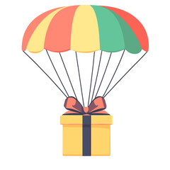 Obraz premium vector gift on parachute on white background .Generative AI