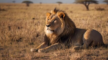 male lion in the savannah