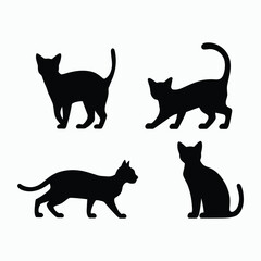 Bengal Cat Silhouette Vector Set Cute Animals Illustration Template